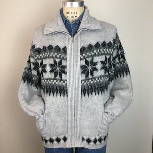 London Fog Zipfront Fairisle Men's XL Vintage 70s Cardigan
